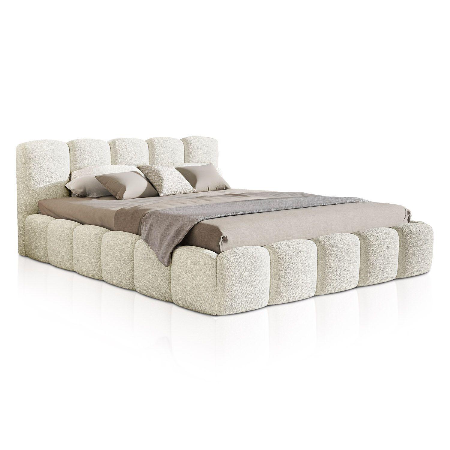 POLSTERBETT Catania 180x200 cm Creme Bouclé - Creme, Textil (180/200cm) - Juskys