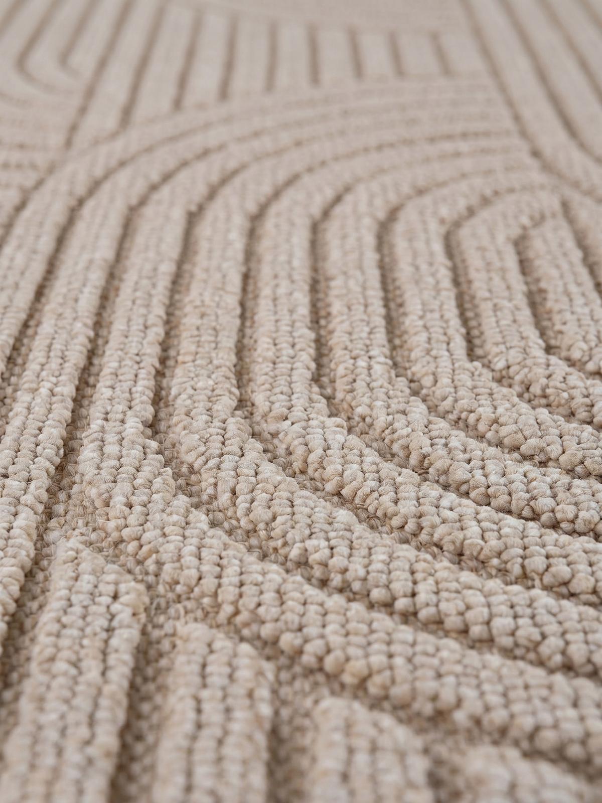 TEPPICH Flachgewebe LANGAU in Beige, mit geometrischen Bögen, 60 x 110 cm - Beige, Textil (110/60cm) - KADIMA DESIGN