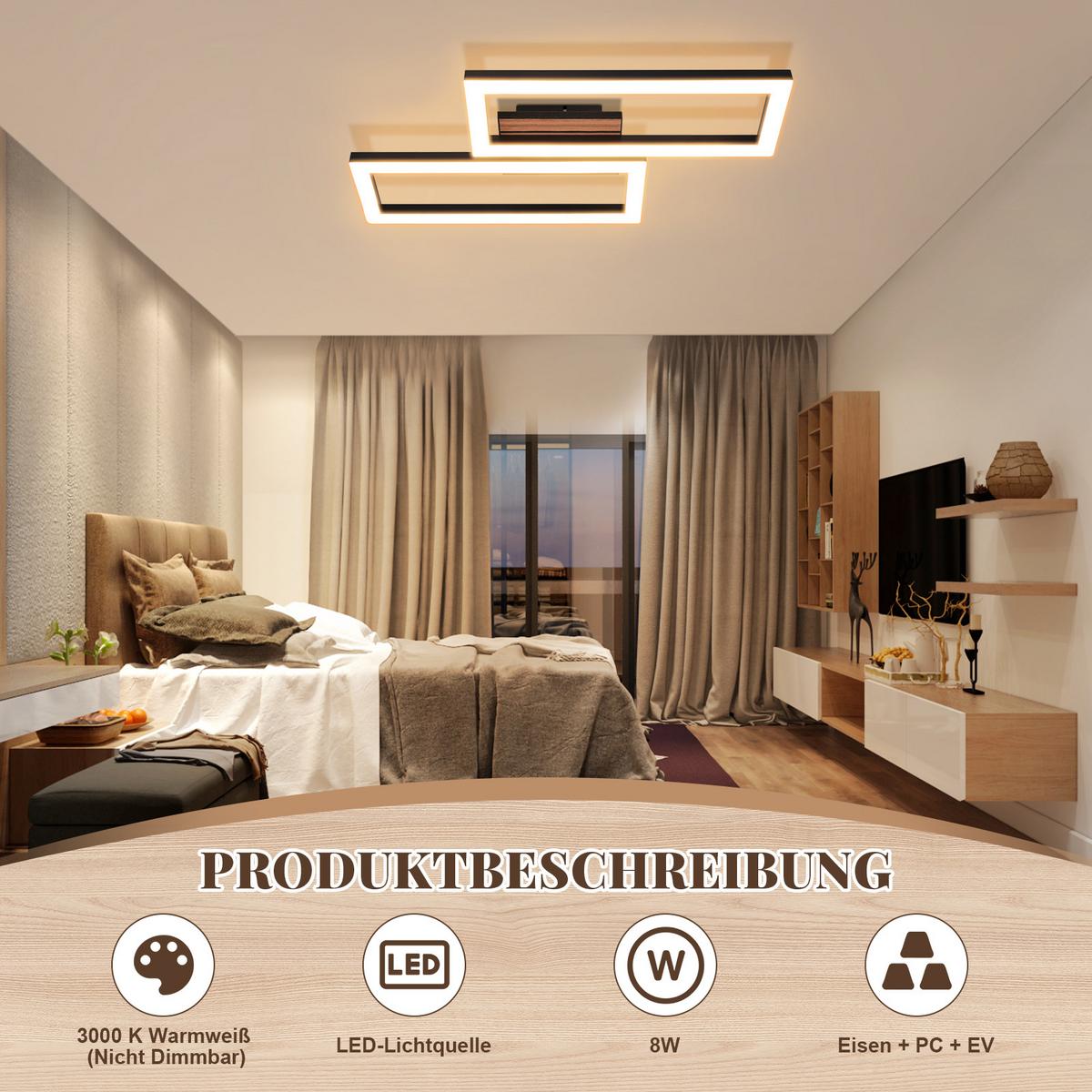 LED DECKENLEUCHTE Evoris 49/27/6 cm - Schwarz, Kunststoff/Metall (49/27/6cm) - ZMH