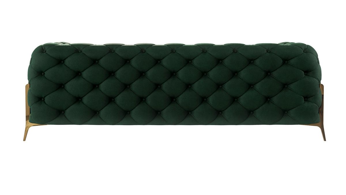 CHESTERFIELD-SOFA 3-Sitzer Lexi Flasche Grün Samt - Smaragdgrün/Goldfarben, Holz/Textil (225/75/100cm) - S-Style Möbel
