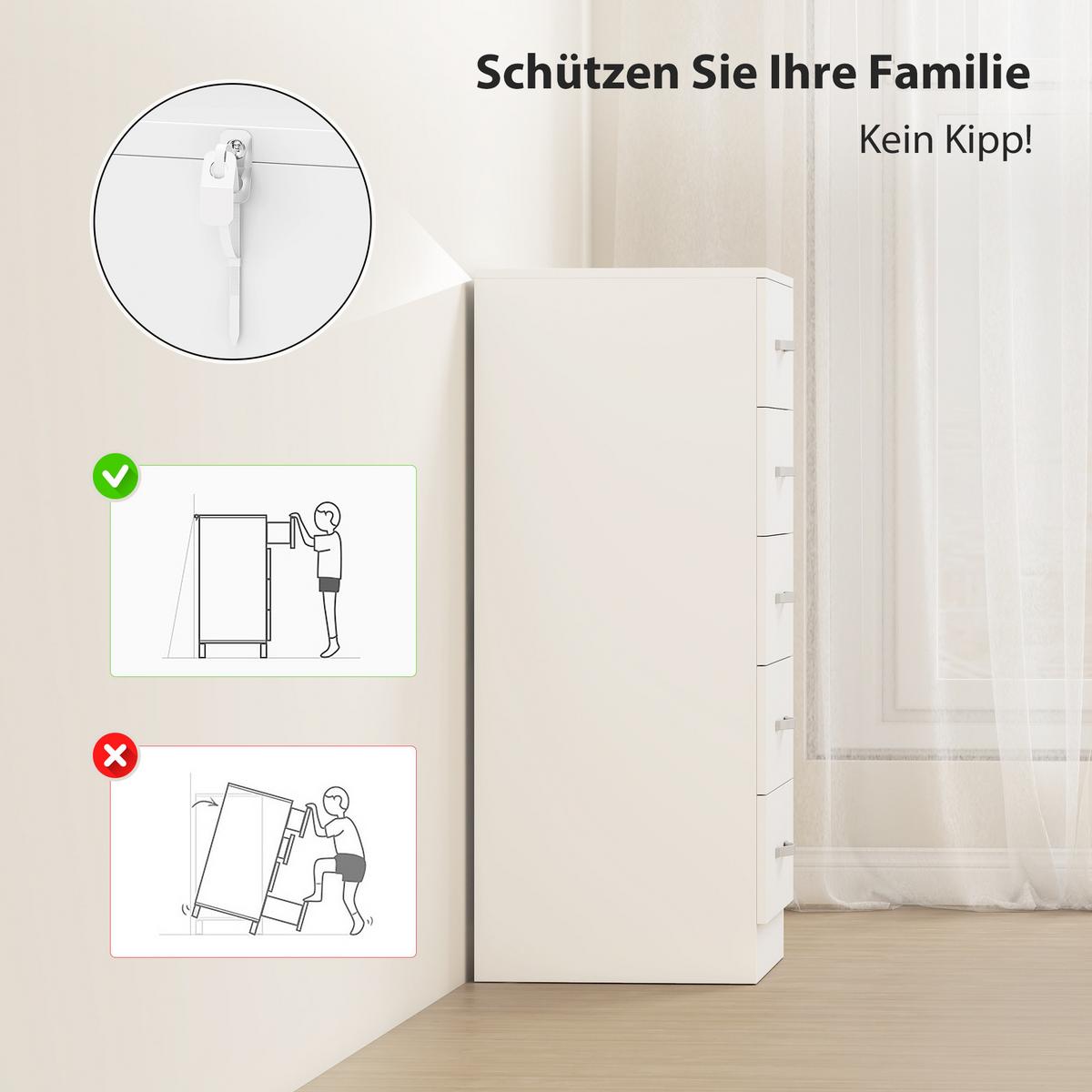 KOMMODE Spanplatte Weiß - Silberfarben/Weiß, Holzwerkstoff (35/85/40cm) - HOMCOM