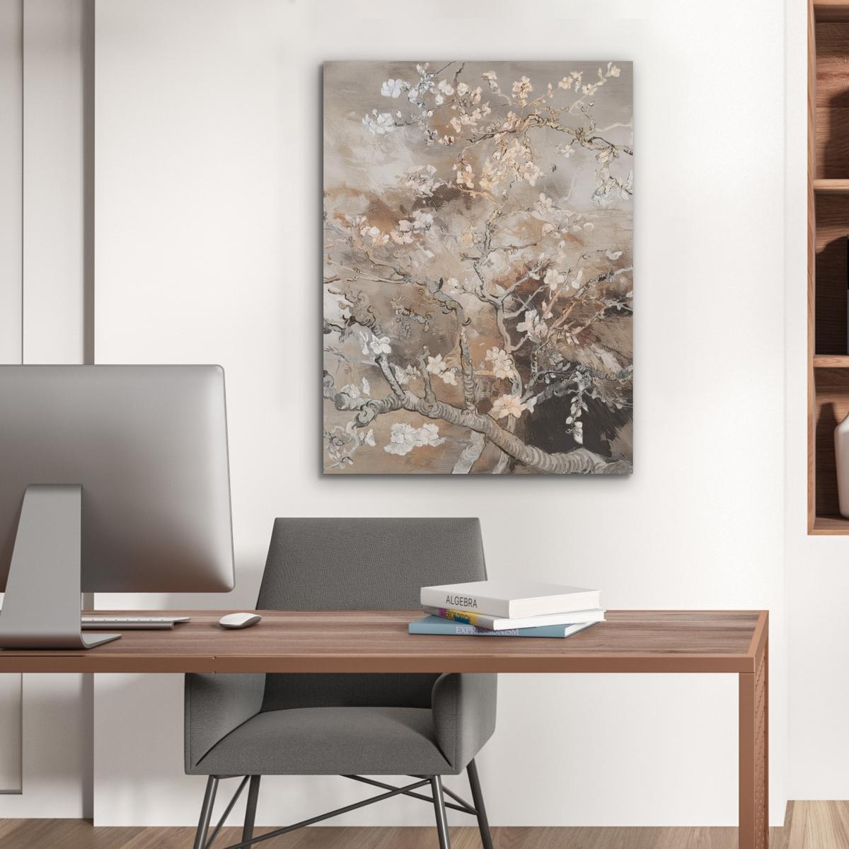 AKUSTIKBILD Mandelblüte - Kunst - Van Gogh - Beige - Abstrakt Wandbilder 60x80 cm - Braun, Kunststoff (60/80cm) - MuchoWow