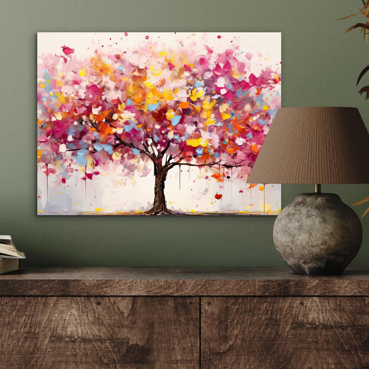METALLBILD Aquarell - Baum - Kunst - Abstrakt 40x30 cm - Multicolor, Metall (40/30cm) - MuchoWow