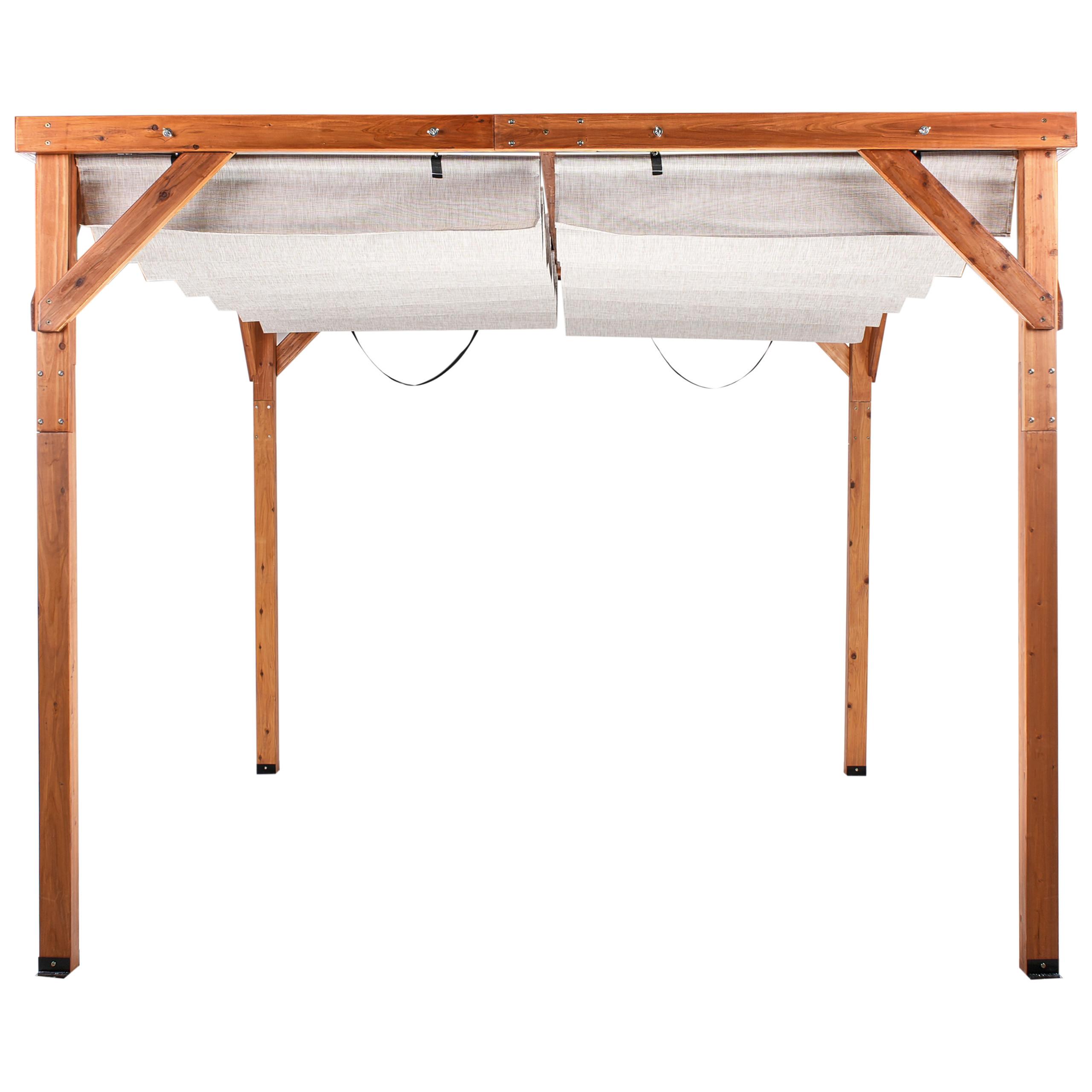 PAVILLON Tannenholz 320/380 cm Braun/Beige Villarosa - Beige/Braun, Textil (320/250/380cm) - Beliani