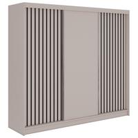 SCHWEBETÜRENSCHRANK mit Lamellen LUMOS - 240 - Kaschmir und Schwarz - Kaschmir/Schwarz, Holzwerkstoff/Metall (240/216/61cm) - MKS