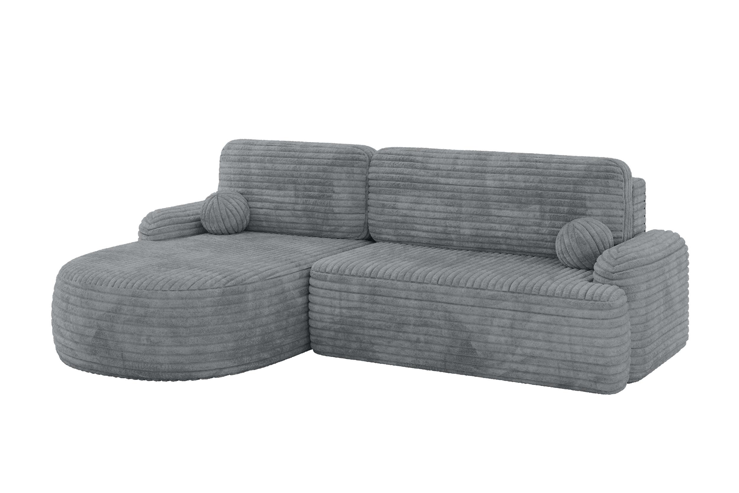 ECKSOFA mit Schlaffunktion und Bettkasten LIRA-L - 264x172x89 Dunkelgrau - Dunkelgrau, Holzwerkstoff/Textil (264/172cm) - ALTDECOR