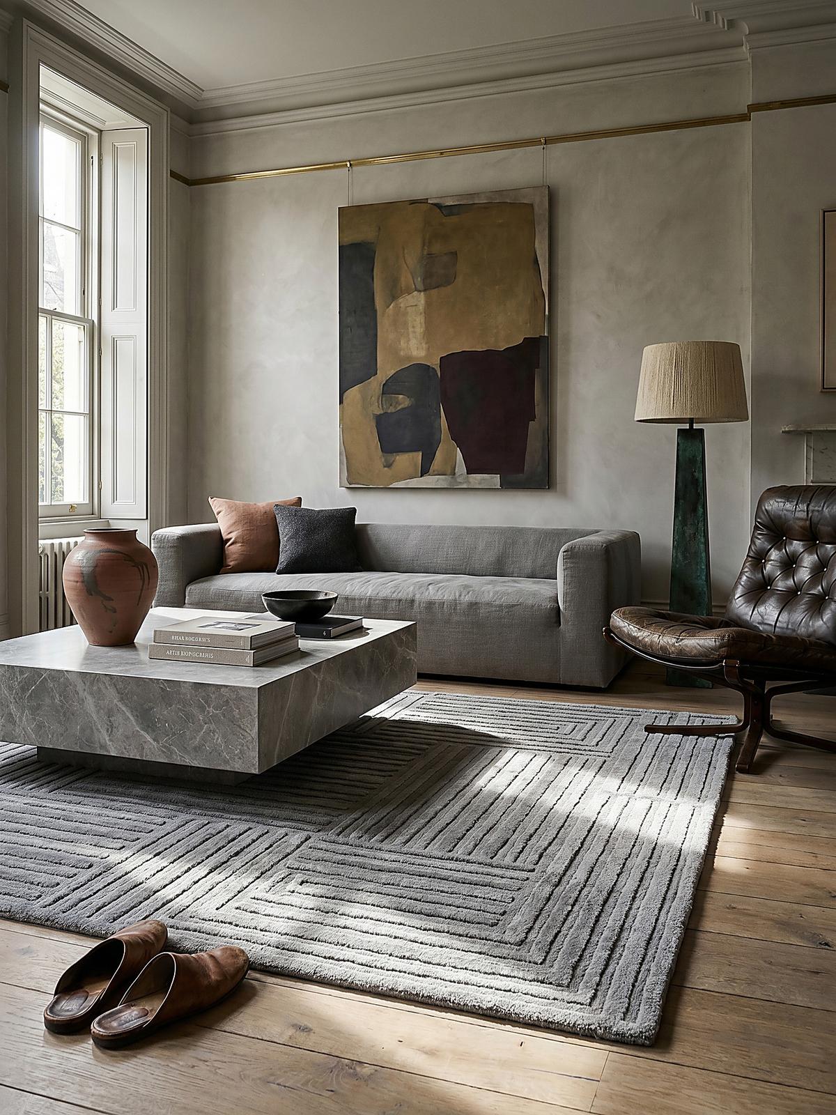 WOLLTEPPICH LEVEN, geometrisch, Grau, 200 x 290 cm - Grau, Textil (290/200cm) - KADIMA DESIGN