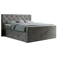 BOXSPRINGBETT KING VELEN 120/200 Dunkelgrau Velvet - H3 - Dunkelgrau, Holz/Textil (120/200cm) - MKS