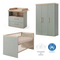 BABYZIMMER-SET Jimmy 3-teilig - Eichefarben/Salbeigrün, Holz/Holzwerkstoff (138/195/53cm) - Roba