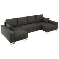 WOHNLANDSCHAFT DORIAN U Velvet Dunkelgrau - Dunkelgrau/Goldfarben, Textil/Metall (312/85/138cm) - MKS