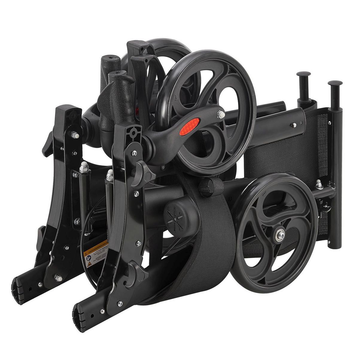 ROLLATOR Vital schwarz klappbar mit Sitzfläche & Einkaufstasche - Schwarz, Metall (63/80/68cm) - Juskys
