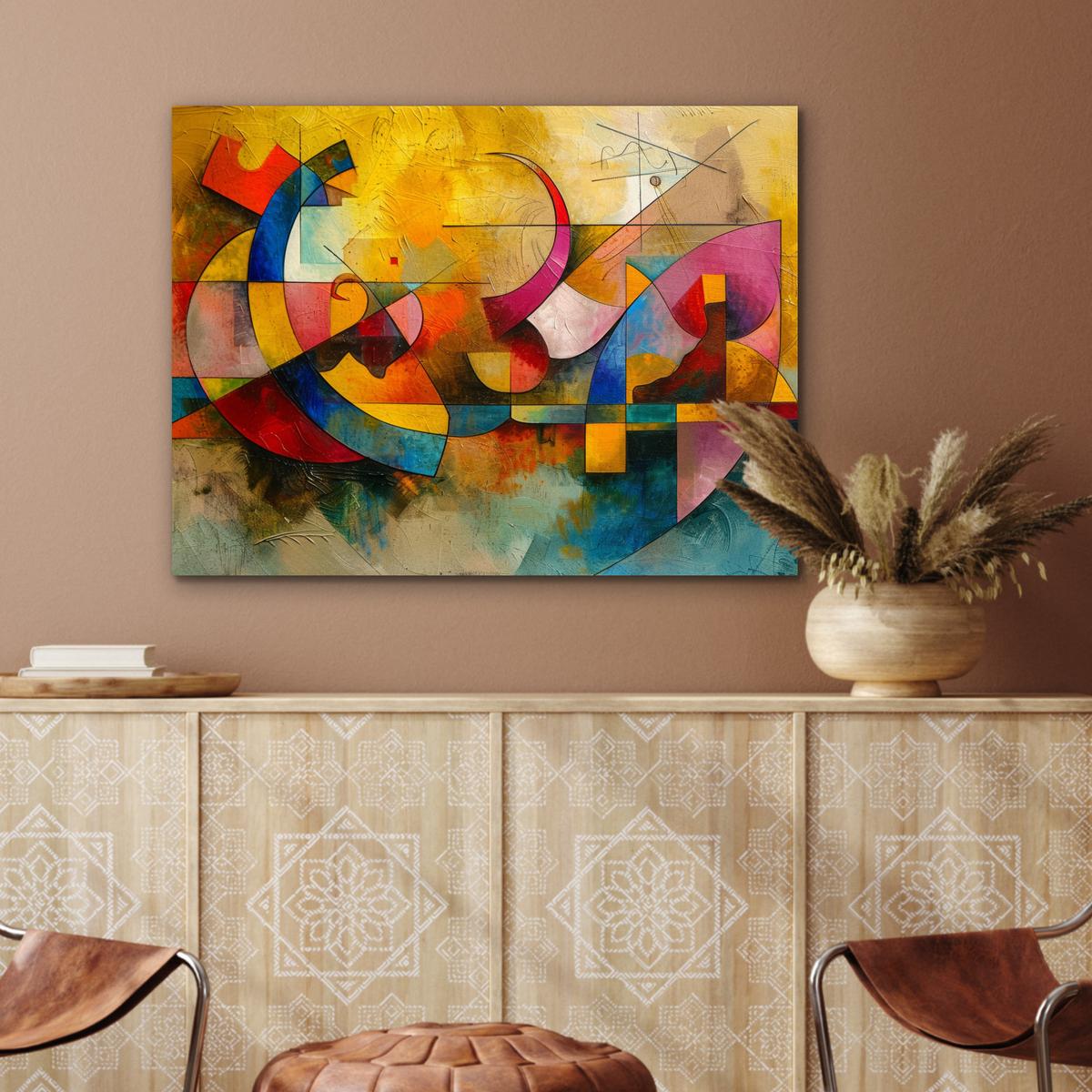 METALLBILD Kunst - Abstrakt - Modern 80x60 cm - Gelb, Metall (80/60cm) - MuchoWow