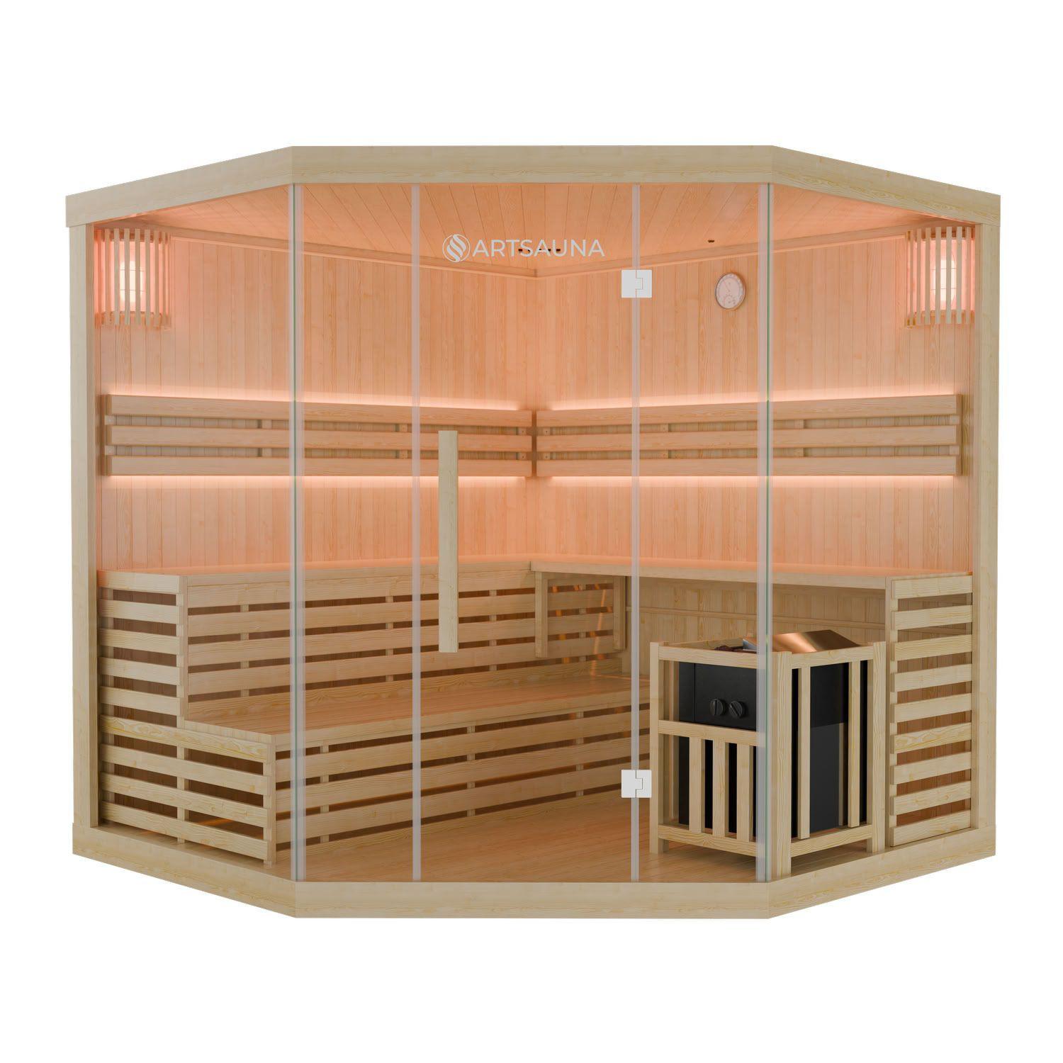 SAUNAKABINE Espoo200 Premium - Naturfarben, Holz (200/200/200cm) - Artsauna