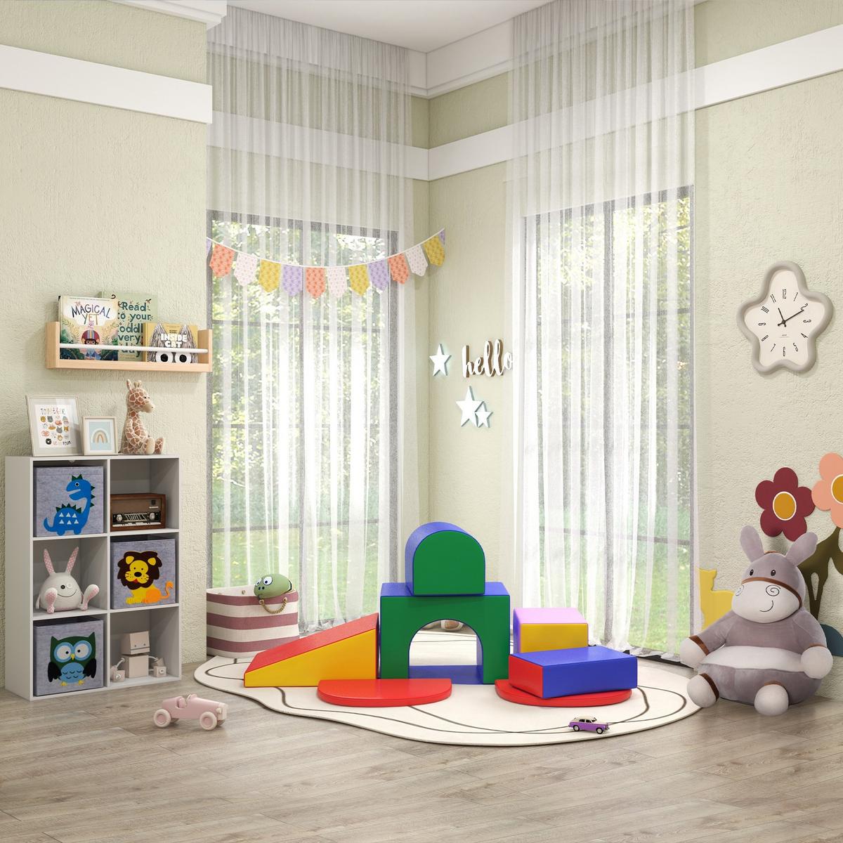 BAUSTEINSET 7er-Set Schaumstoff Bausteine Bauspielzeug für 1-3 Jahre alt Kinder - Multicolor, Kunststoff (130/40/170cm) - HOMCOM