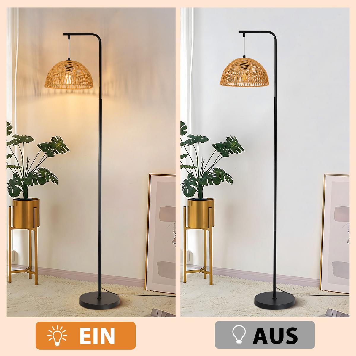 STEHLAMPE Arwenor 28/15/164 cm - Schwarz, Textil/Metall (28/15/164cm) - ZMH