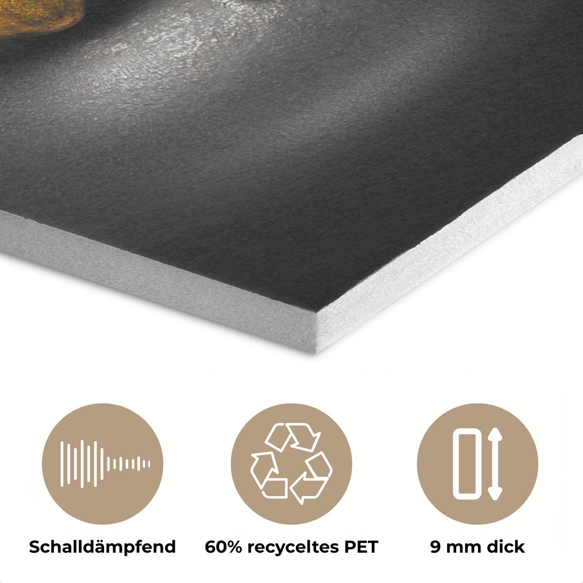 AKUSTIKBILD Frau - Schwarz - Gold - Gesicht - Lippen Akustikpaneele 80x80 cm - Goldfarben, Kunststoff (80/80/0.9cm) - MuchoWow