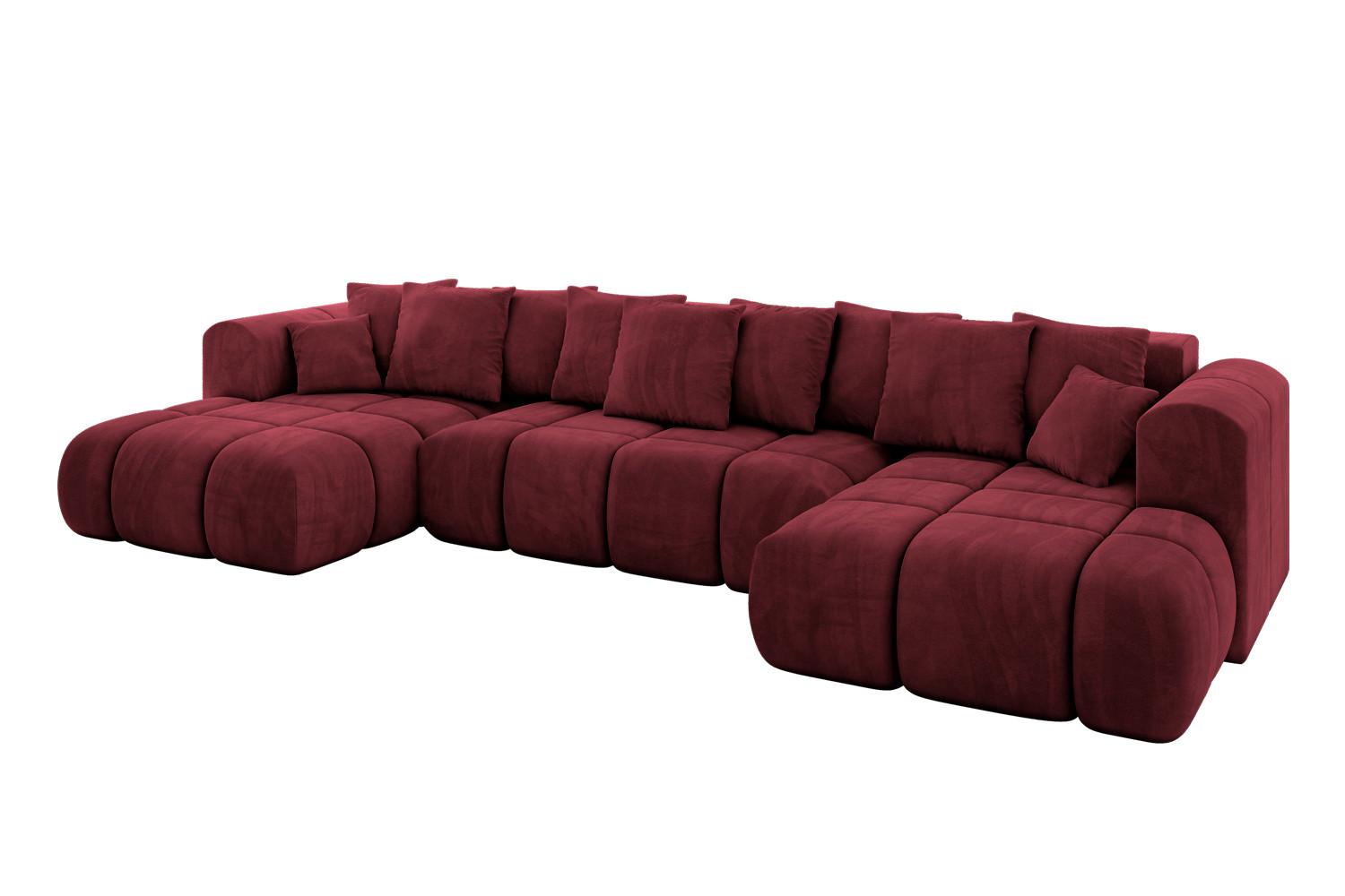 WOHNLANDSCHAFT CLOUD-U-v1 405x185x90 Bordeaux Velours - Bordeaux, Holzwerkstoff/Kunststoff (405/90/185cm) - ALTDECOR