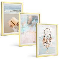 BILDER SET 3er Set - 40x60 cm Goldrahmen - Abstraktes Meeresbuch Boho - Goldfarben, Kunststoff (40/60cm) - TULUP