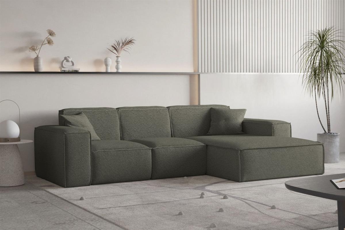 ECKSOFA Ottom Celes Premium Ascot Bukla - Jadegrün, Holzwerkstoff/Textil (266/165cm) - Fun Möbel