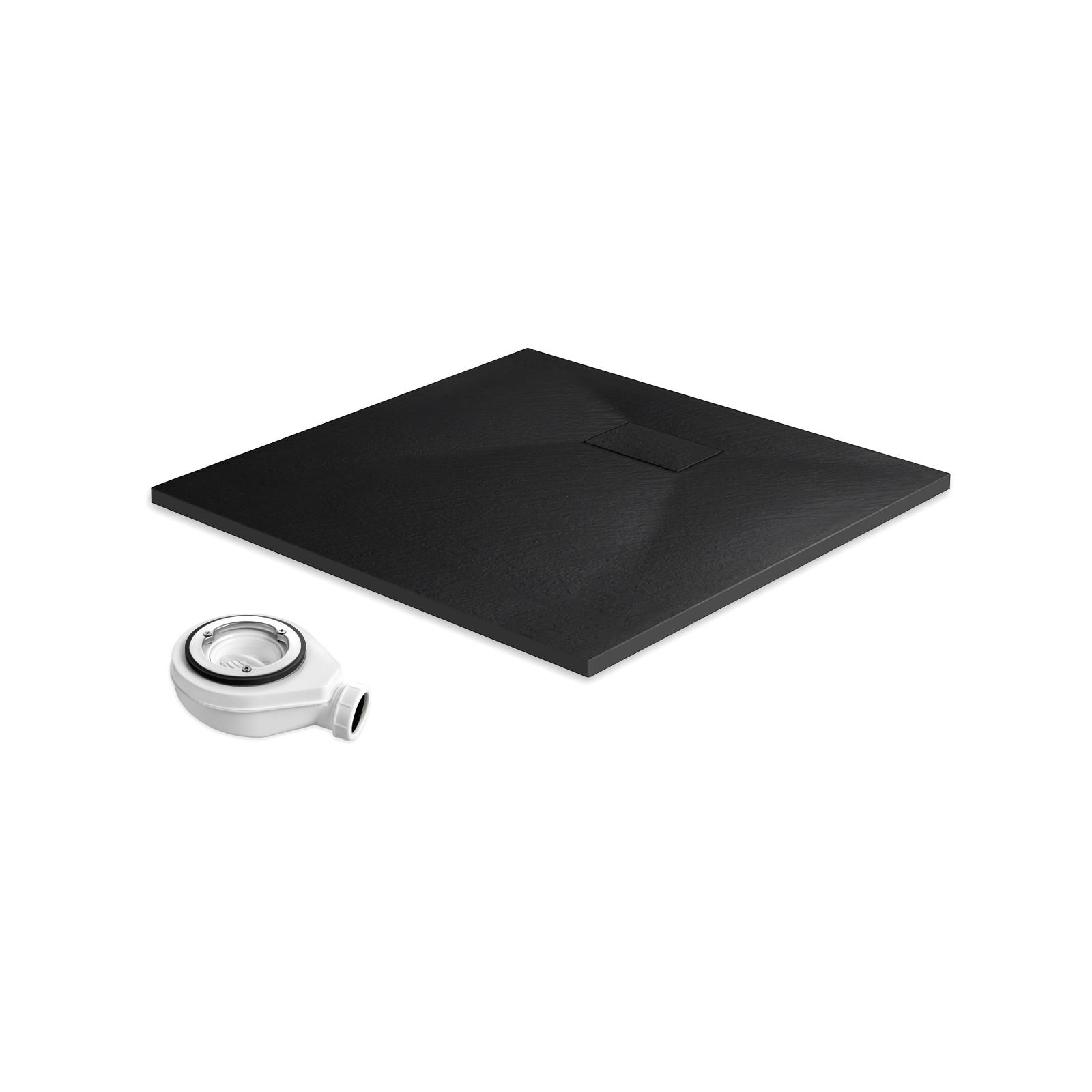 DUSCHWANNE inkl. Ablaufgarnitur Schwarz 90/90 cm - Schwarz, Kunststoff (90/2.6/90cm) - EMKE