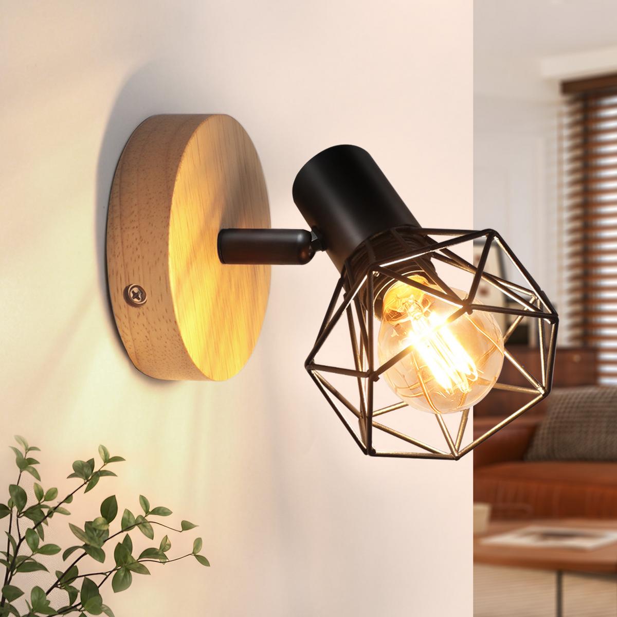 DECKENSTRAHLER Cynthveth 11.5/9.2/12.8 cm - Schwarz/Braun, Holz/Metall (11.5/9.2/12.8cm) - ZMH