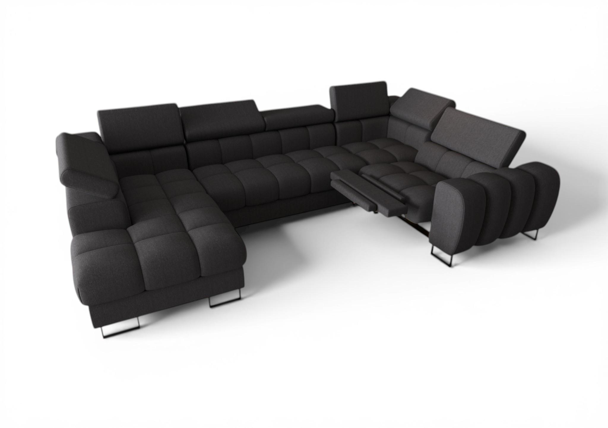 WOHNLANDSCHAFT Bastien Relax - Dunkelgrau, Holzwerkstoff/Textil (198/95/350cm) - Fun Möbel