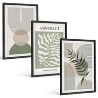 BILDER SET 3er Set - 40x60 cm Schwarzer Rahmen - Botanische Boho-Abstraktionen - Schwarz, Kunststoff (40/60cm) - TULUP