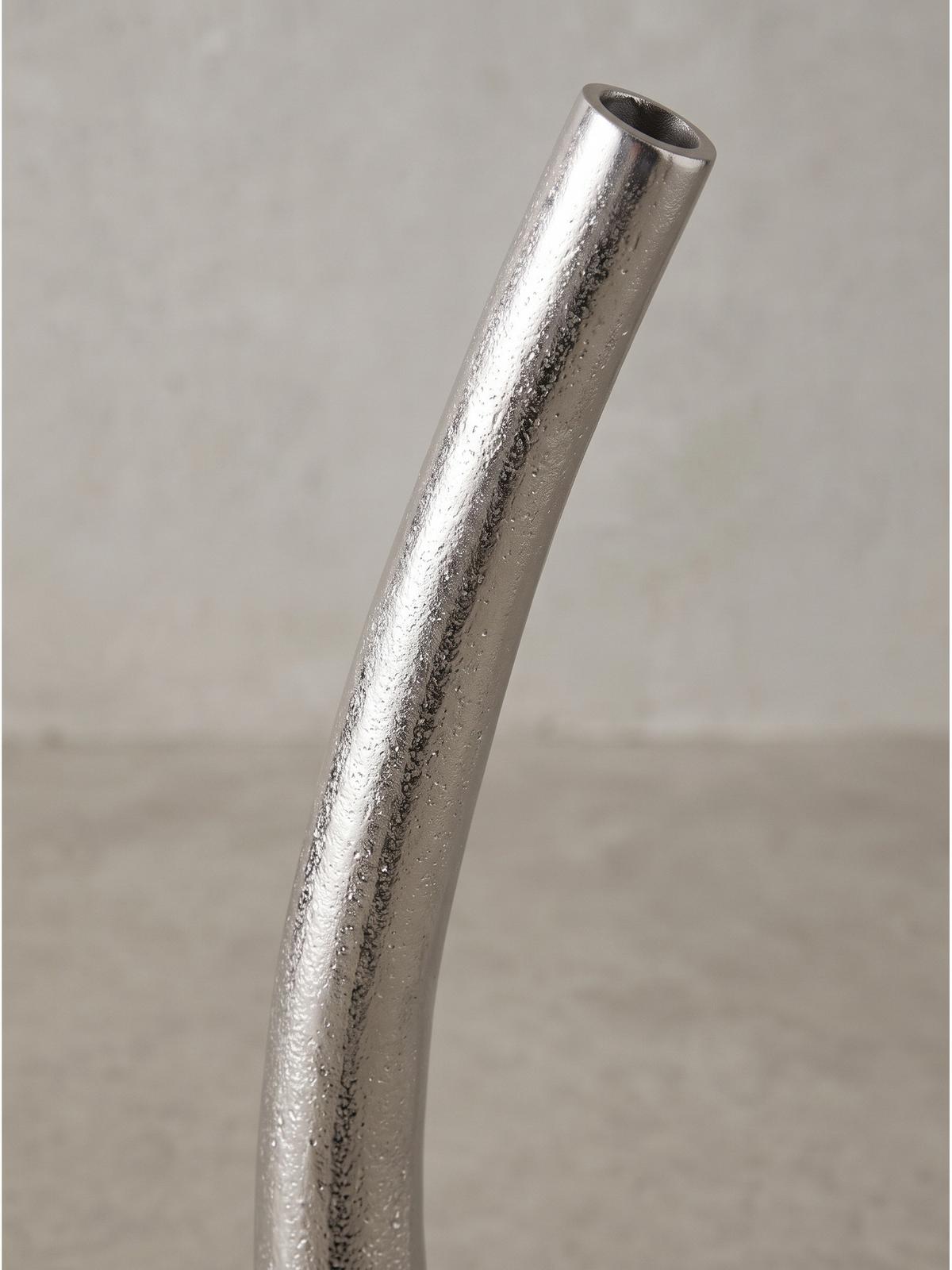 BODENVASE BAVENO, Aluminium, handgefertigt, Silber, 48 x 10 x 100 cm - Silberfarben, Metall (100cm) - KADIMA DESIGN