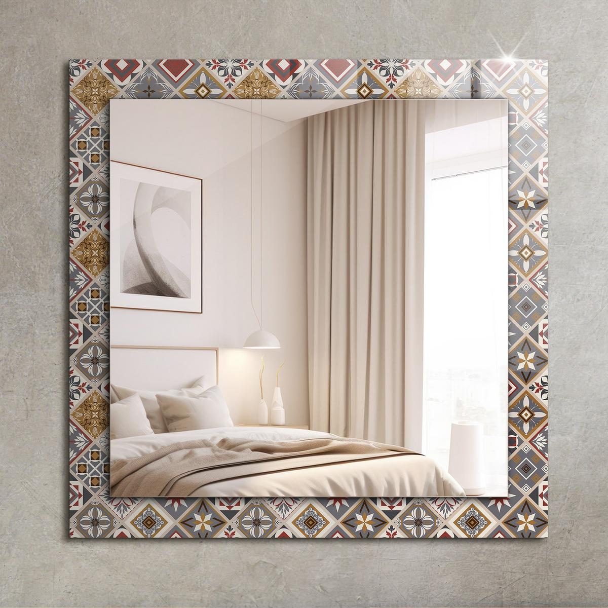 SPIEGEL 60 x 60 cm Rechteckig mit Aufdruck - Multicolor/Braun, Glas (60/60/0.4cm) - TULUP