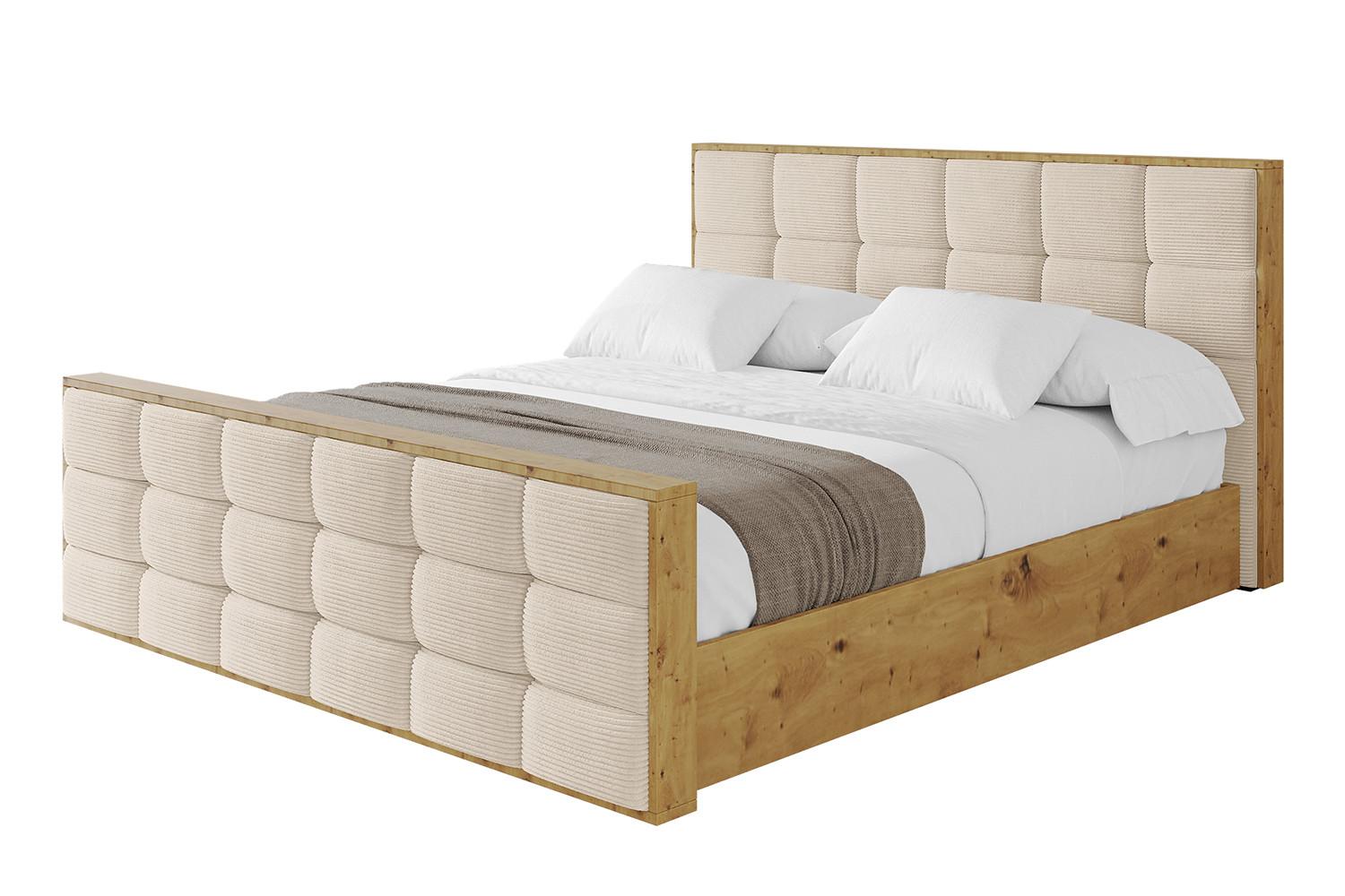 POLSTERBETT mit Bettkasten, Fußteil und Lattenrost, Boxbett mit Matratze H3/H4 - ENZO2-Z 180x200 Beige - Creme, Holzwerkstoff/Textil (180/200cm) - ALTDECOR