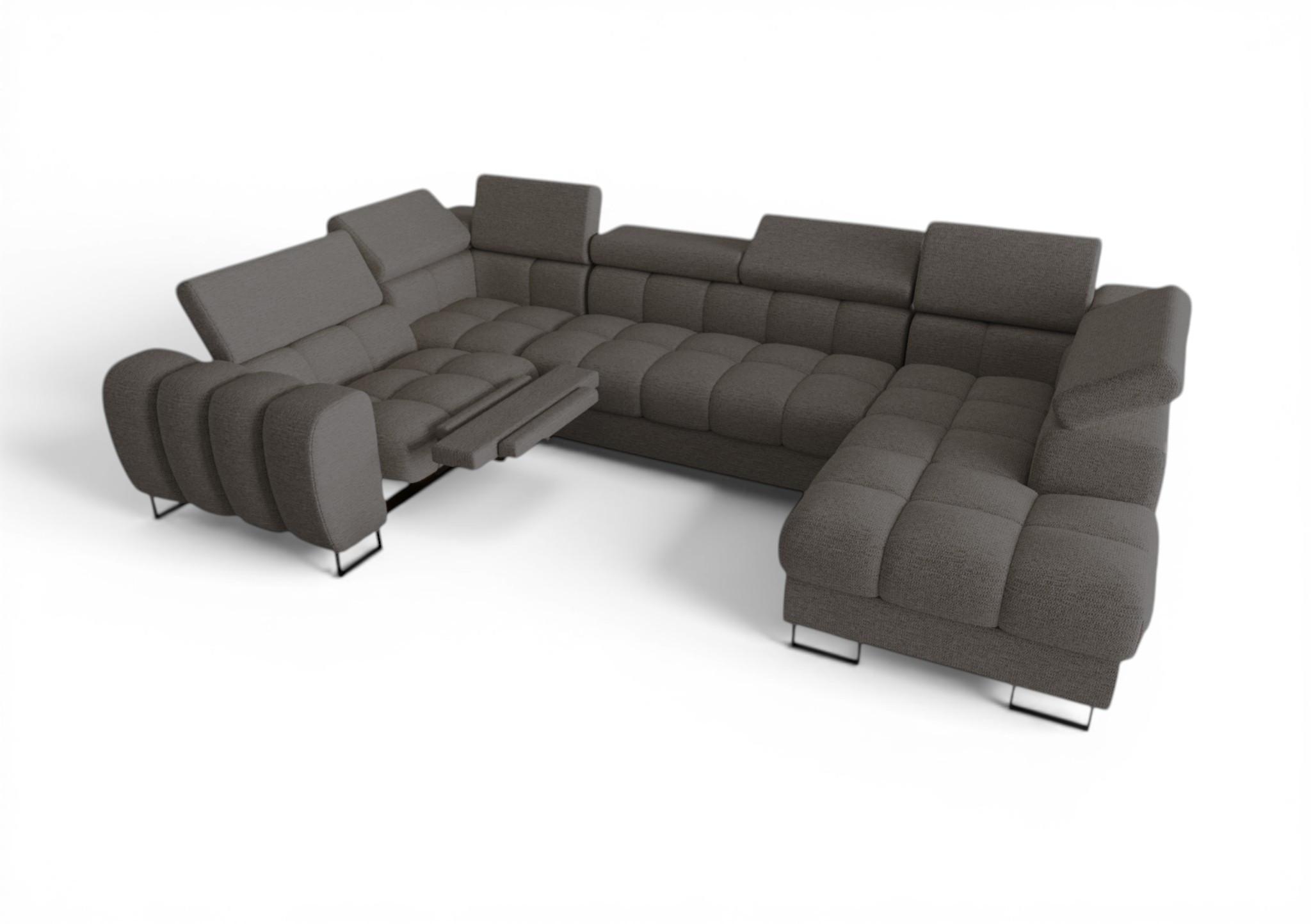 WOHNLANDSCHAFT Bastien Relax - Dunkelgrau, Holzwerkstoff/Textil (350/95/198cm) - Fun Möbel