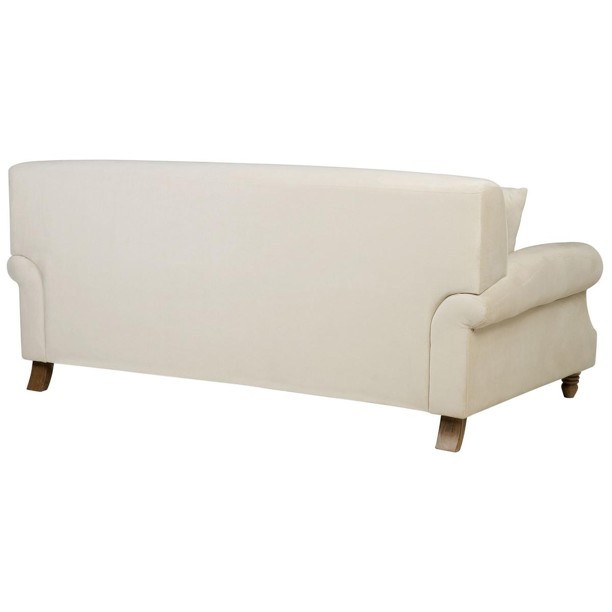 3-SITZER-SOFA Samtstoff Cremeweiß Eike - Weiß, Textil (186/82/102cm) - Beliani