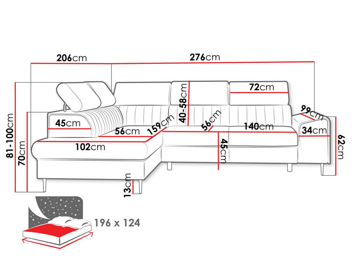 ECKSOFA Kadurin, Seite: Links - Schwarz/Bronzefarben, Holz/Kunststoff (276/206cm) - MIRJAN24