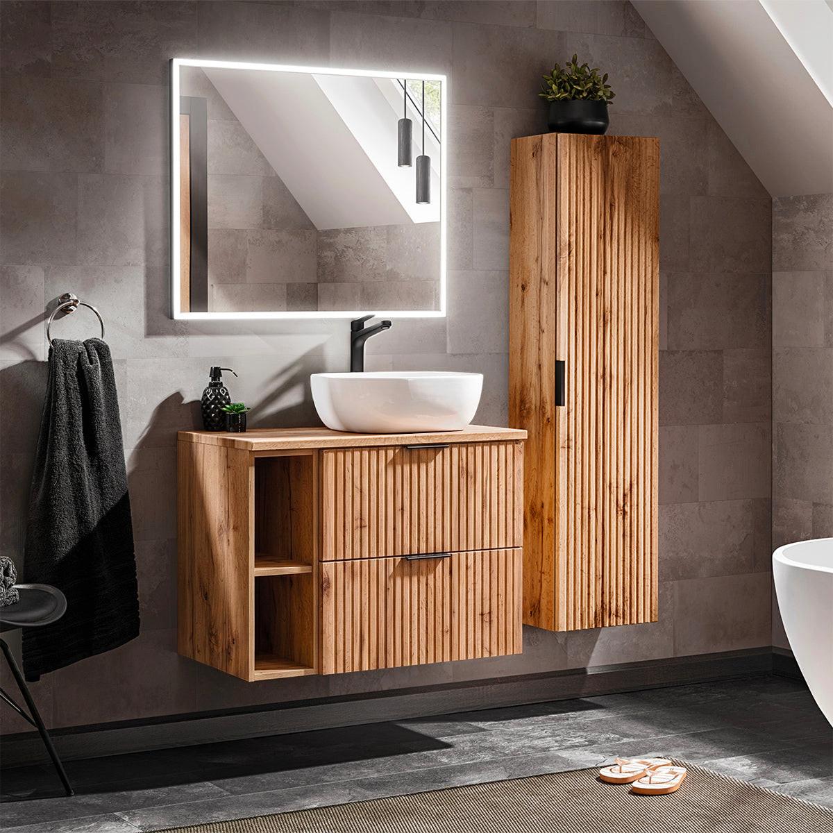 BADMÖBEL 80.6cm Adriel 2er-Set Holz - Braun, Holzwerkstoff (80.6/59/46cm) - Petits-meubles