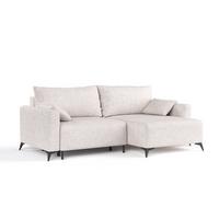ECKSOFA NUVIO mit Schlaffunktion Hellbeige im Neve Stoff - Sandfarben/Schwarz, Holz/Holzwerkstoff (239/148cm) - AltaBeds
