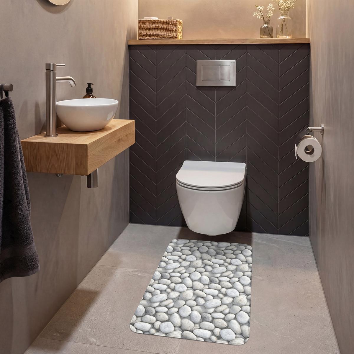 WC-VORLEGER Steine - Grau - Oval WC Teppich 50x80 cm - Hellgrau, Textil (50/1cm) - OnlyWow