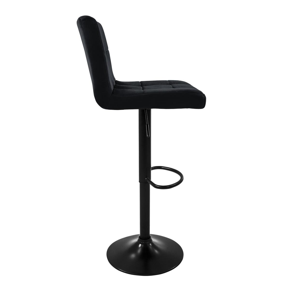 BARHOCKER 2er Set Schwarz aus Samt höhenverstellbar/drehbar - Schwarz, Textil/Metall (50/112/45cm) - ML-DESIGN