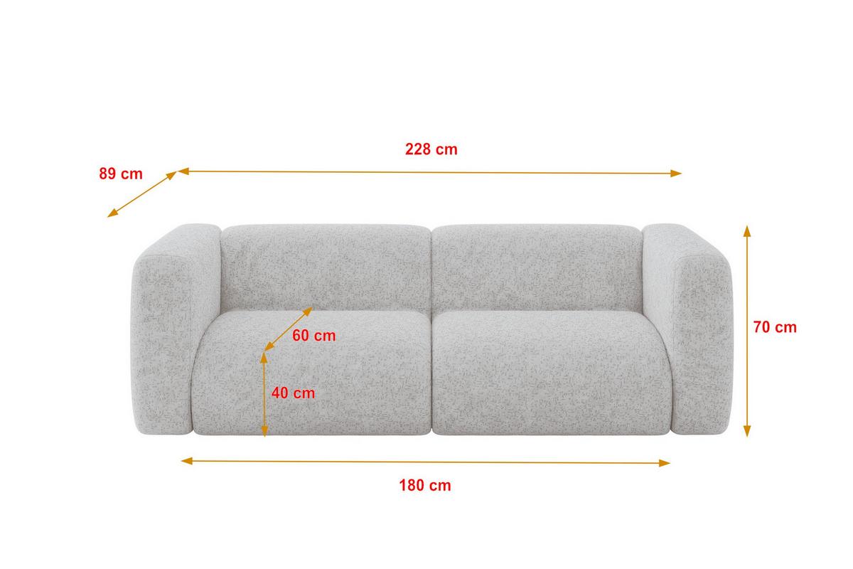 MODULARES Sofa 2-SITZER MIRA-S1 228x89x70 Grau cm Velours - Schwarz/Grau, Holzwerkstoff/Kunststoff (228/70/89cm) - ALTDECOR