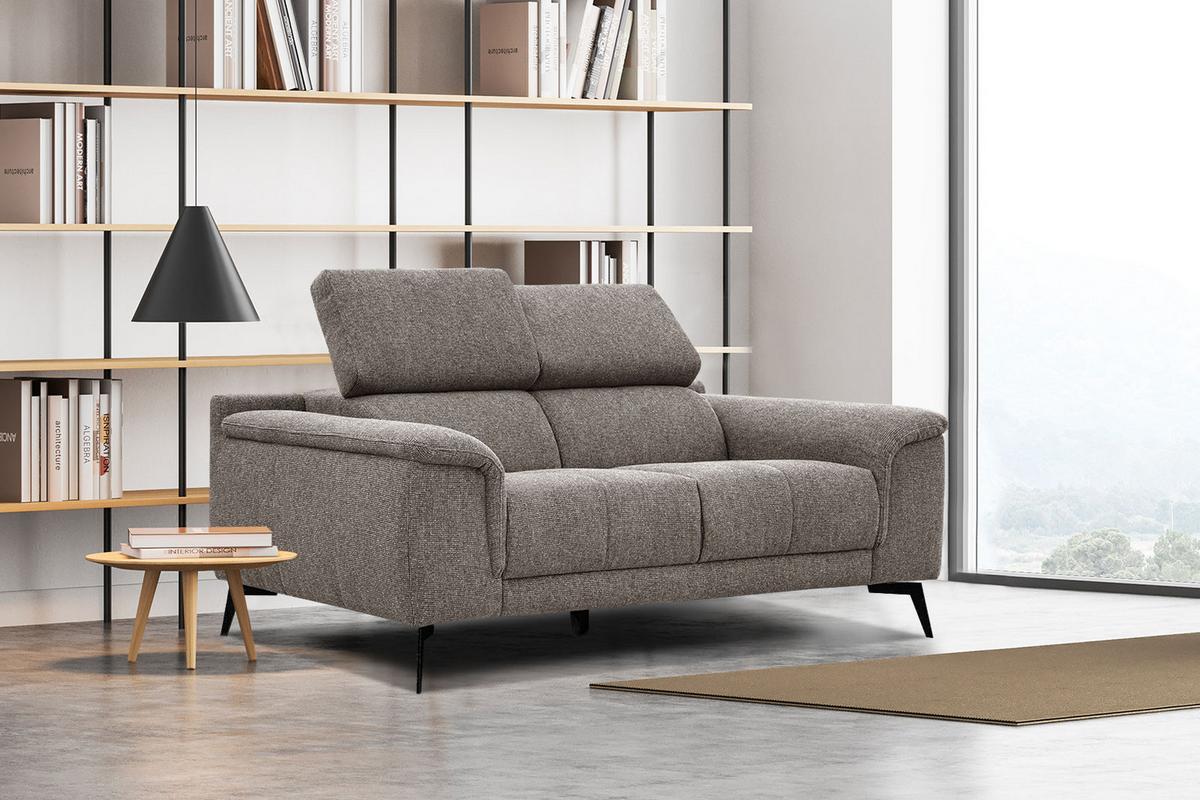 SOFA FIERO 2-Sitzer, taupe - Taupe/Schwarz, Holzwerkstoff/Textil (170/82/103cm) - Wozimo