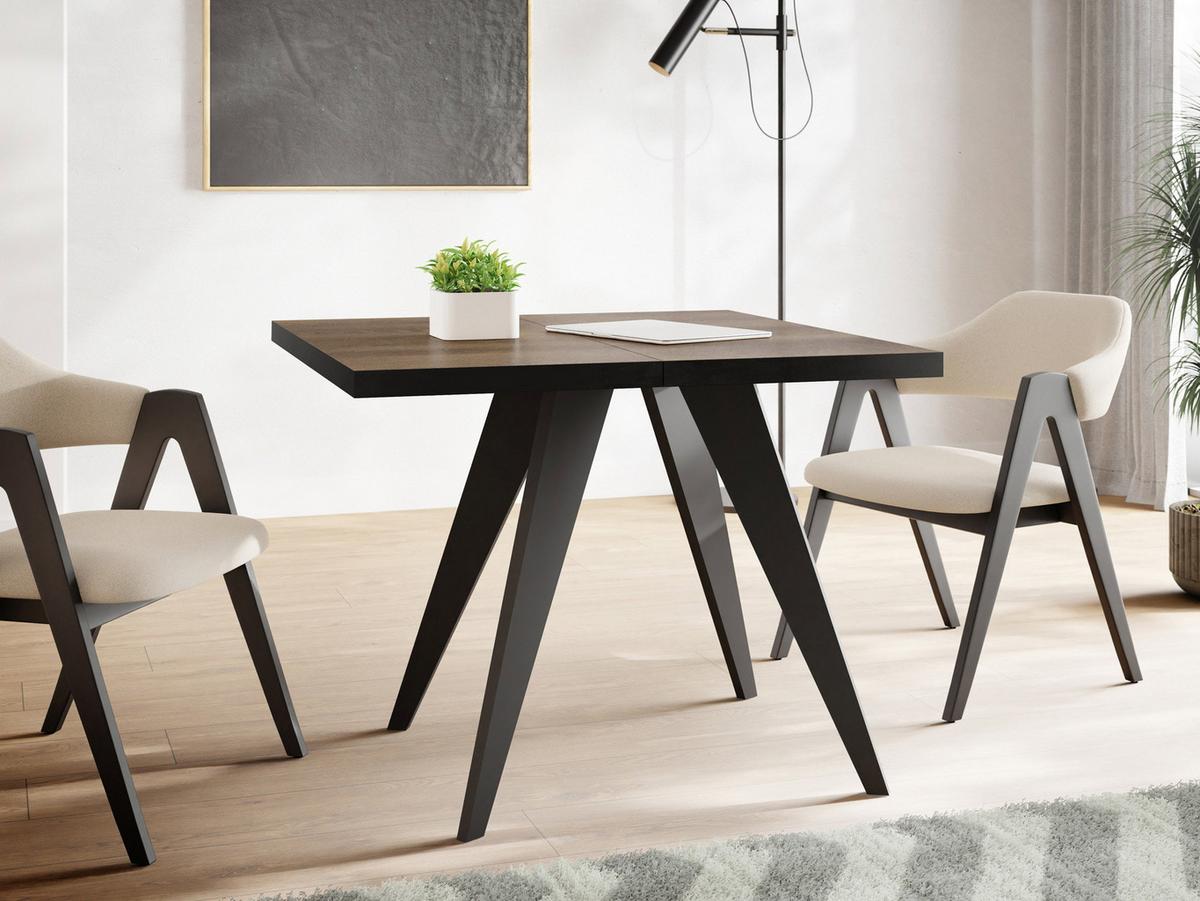 ESSTISCH Quadro quadratischer ausziehbarer, Arvadonna Chestnut 100-200/100/76 cm - Kastanienfarben/Schwarz, Holz/Holzwerkstoff (100/200/76cm) - WFL GROUP