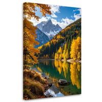 LEINWANDBILD Herbstlandschaft See Berge Natur 40x60cm - Gelb, Textil (40/60cm) - Feeby