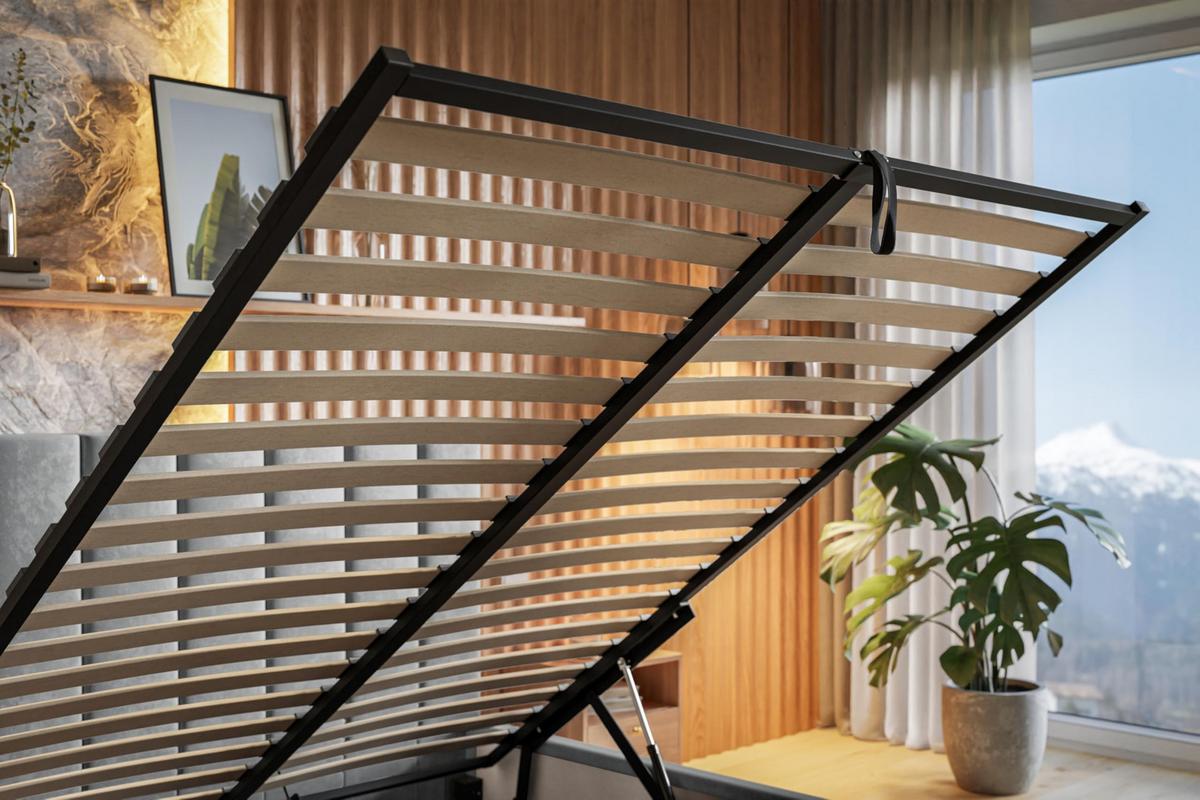 BETT 90x200 - Polsterbett mit Bettkasten und Metallrahmen - Modern Betten - Weicher Jasminstoff - Kollektion Tokio, Weiß - Weiß, Holz/Textil (90/200cm) - Alpi-Möbel