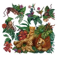 WANDAUFKLEBER 130x205cm - Tropischer Dschungel - Multicolor, Kunststoff (130/205/0.1cm) - Wallfluent