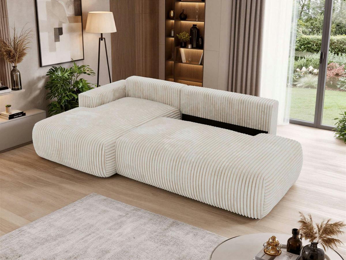 ECKSOFA TAREN L Beige Cord - Links - Beige/Schwarz, Kunststoff/Textil (170/292cm) - MKS