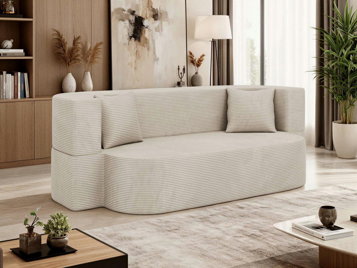3-SITZER SOFA OVELA Creme Cord - Creme, Textil (200/70/100cm) - MKS