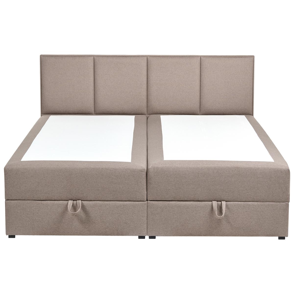 BOXSPRINGBETT mit Stauraum 160/200 cm Stoff Taupe Baronet - Taupe, Textil (160/200cm) - Beliani