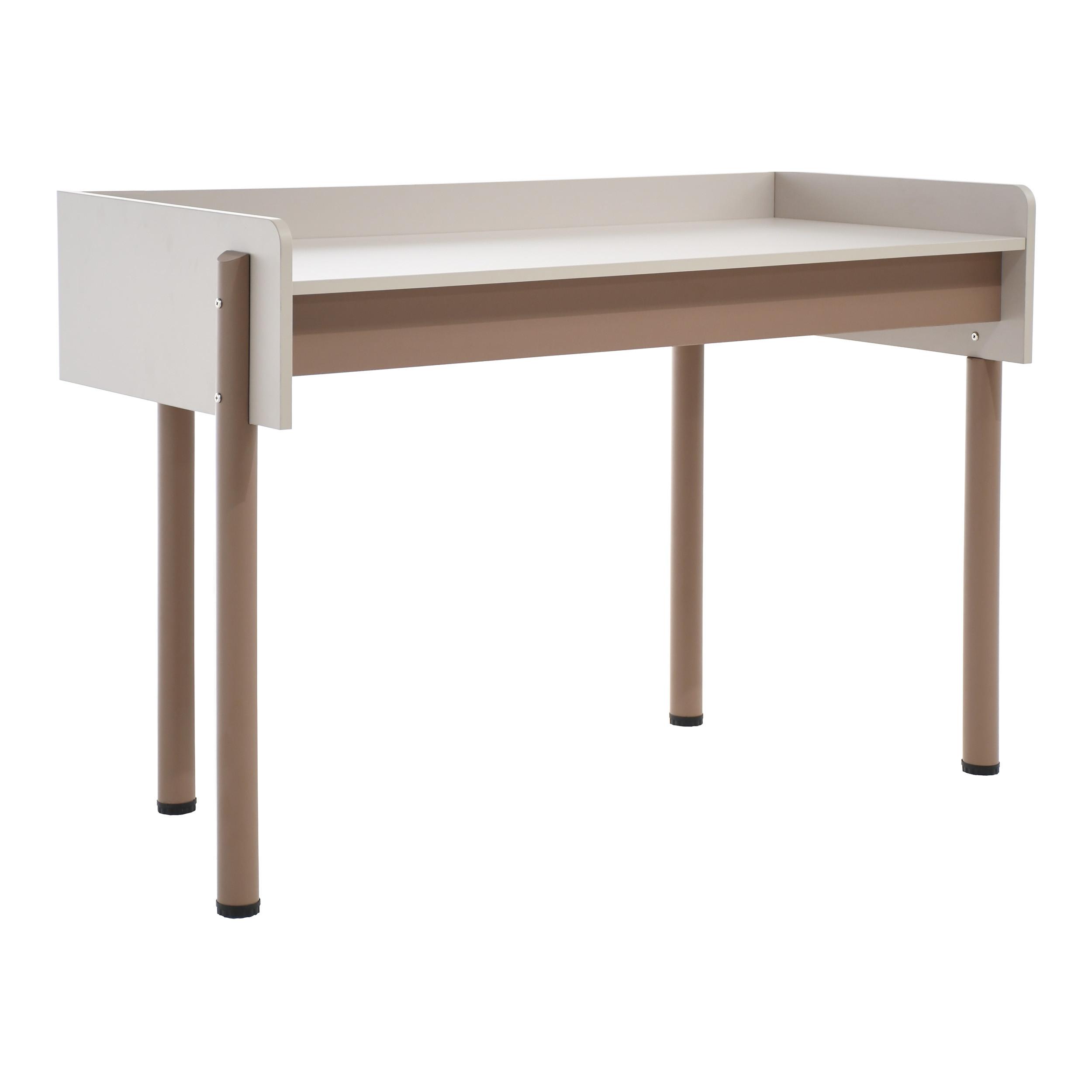 SCHREIBTISCH Boreo mit braunen Metallbeinen, 126 cm, Kaschmir+Hellbraun - Kaschmir/Hellbraun, Metall (58/126/82cm) - Beautysofa