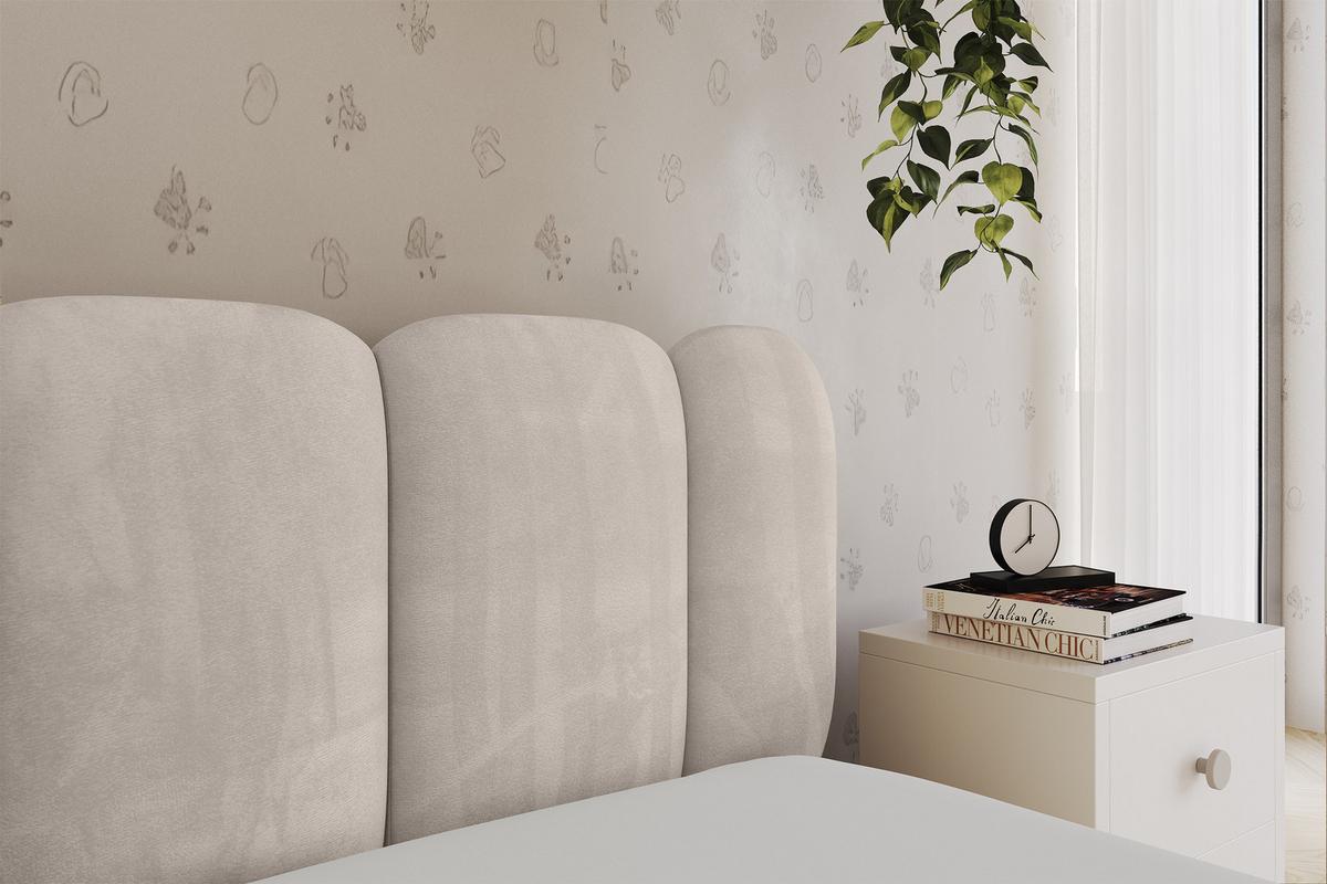 EINZELLBETT Jugendbett mit Bettkasten, Links - AVRY 80x200 Beige - Ecru, Holzwerkstoff/Textil (80/200cm) - ALTDECOR