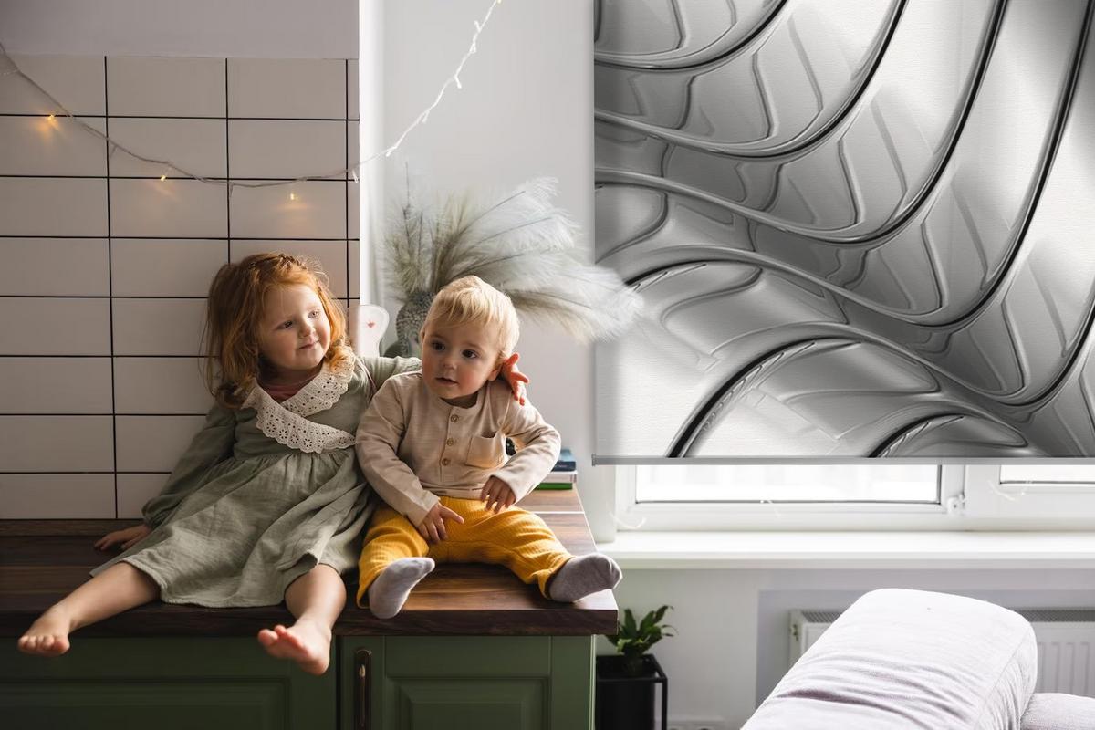 INNENROLLO - Fensterrollo - Rollo - 120x140 cm - Metallabstraktion - Grau, Kunststoff (120/140/0.5cm) - TULUP