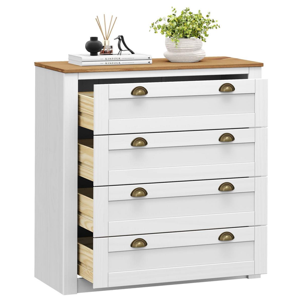 KOMMODE BOLTON weiß/braun - Weiß/Braun, Holz (91/93/40cm) - IDIMEX
